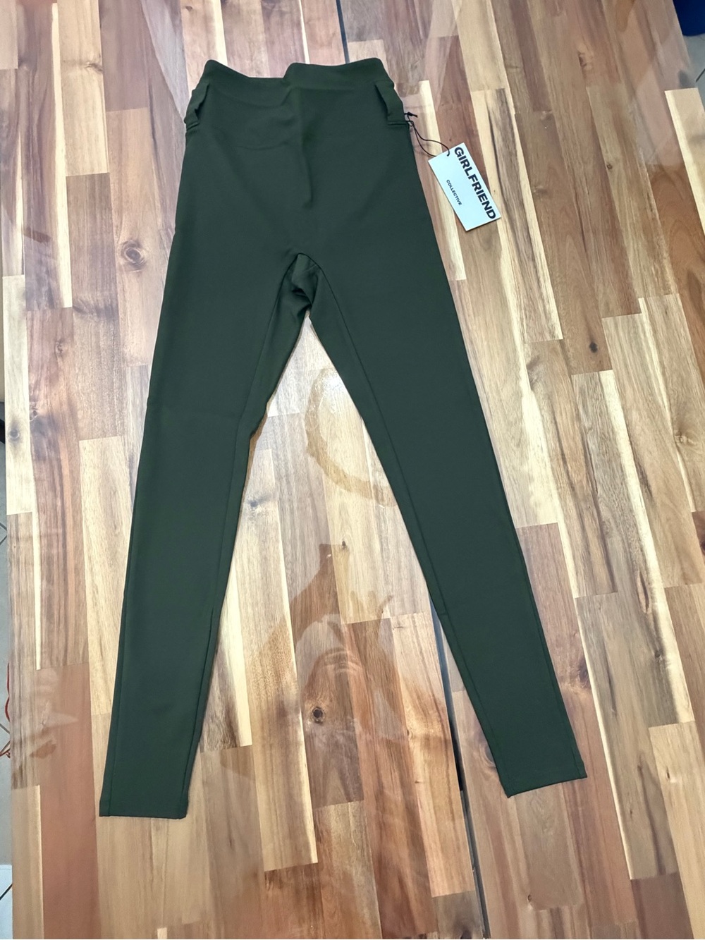 NWT Girlfriend Collective Sz XS Compressive High-Rise Leggings Resin Green Loops